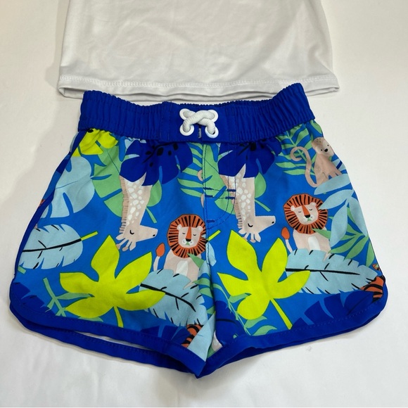 Wonder Nation Tropical Jungle Print “Be Wild” Boys Swim Suit Size 3-6 Months - Picture 3 of 10